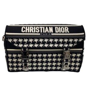 Christian Dior Shoulder Bag White Navy Blue